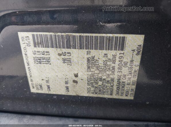 1N4AA6AP4GC380491 2016 NISSAN MAXIMA Черный Вид подкапотного пространства