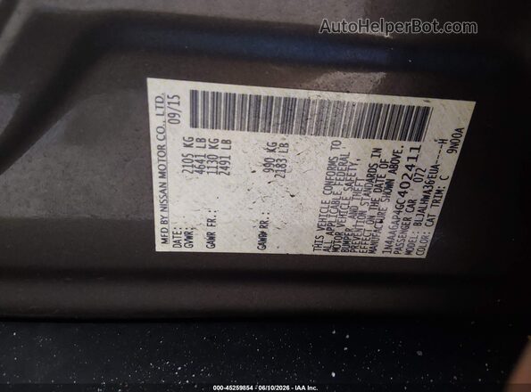 1N4AA6AP4GC402411 2016 NISSAN MAXIMA Black Engine compartment view