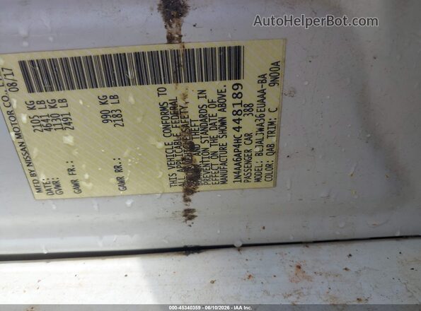 1N4AA6AP4HC448189 2017 NISSAN MAXIMA White Widok komory silnika