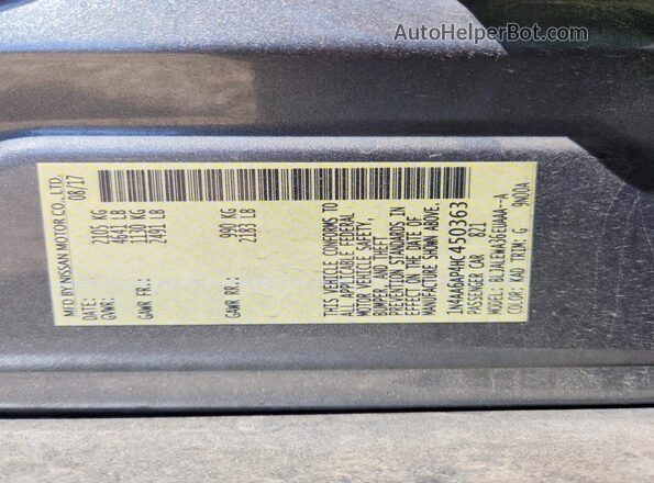 1N4AA6AP4HC450363 2017 NISSAN MAXIMA Gray Engine compartment view
