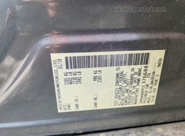 1N4AA6AP4JC376688 2018 NISSAN MAXIMA Gray Engine compartment view