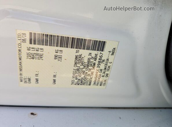 1N4AA6AP4JC398867 2018 NISSAN MAXIMA White 