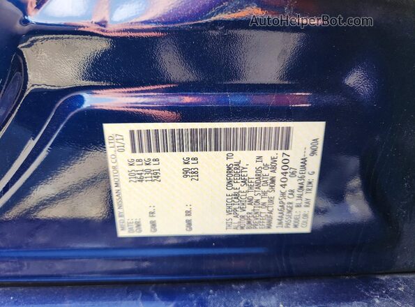 1N4AA6AP5HC404007 2017 NISSAN MAXIMA Blue Engine compartment view