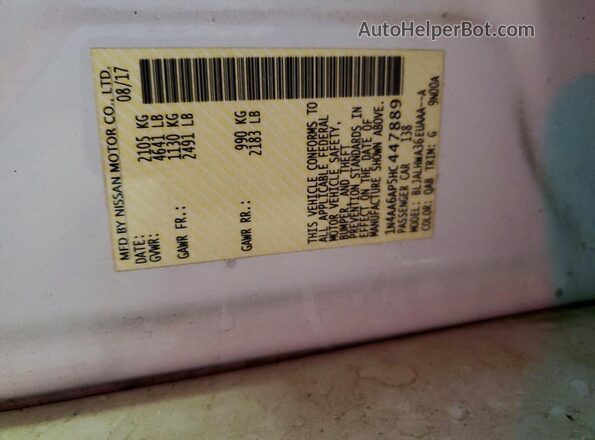 1N4AA6AP5HC447889 2017 NISSAN MAXIMA White Вид підкапотного простору