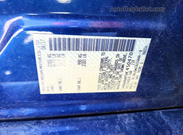 1N4AA6AP5HC450470 2017 NISSAN MAXIMA Blue Вид підкапотного простору