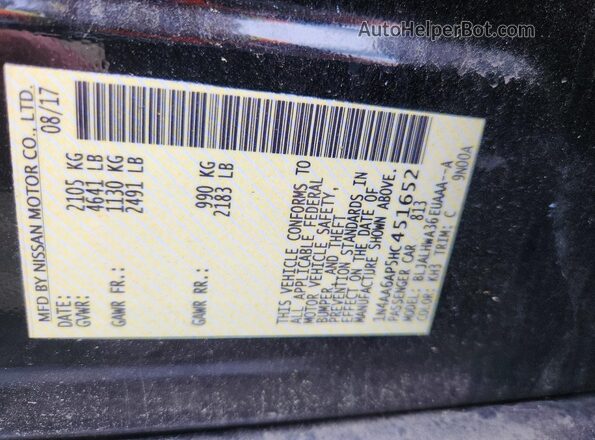 1N4AA6AP5HC451652 2017 NISSAN MAXIMA Black 
