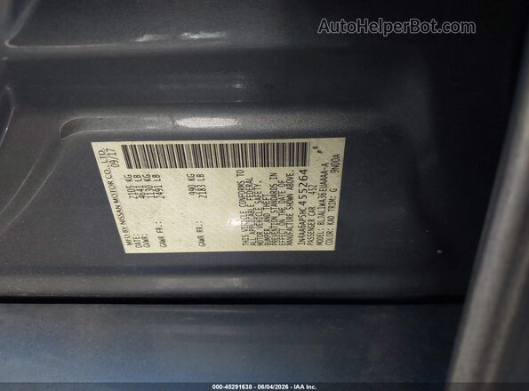 1N4AA6AP5HC455264 2017 NISSAN MAXIMA Gray Engine compartment view