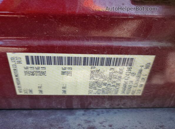 1N4AA6AP6HC424198 2017 NISSAN MAXIMA Red Вид підкапотного простору