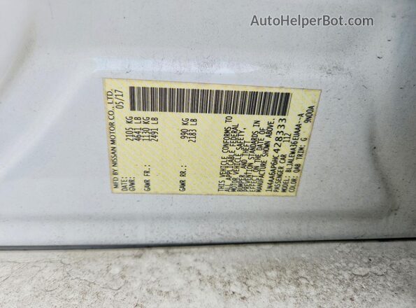 1N4AA6AP6HC428333 2017 NISSAN MAXIMA White Engine compartment view