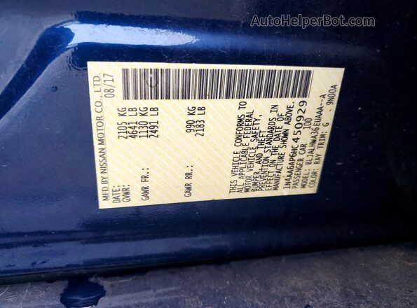 1N4AA6AP6HC450929 2017 NISSAN MAXIMA Blue 