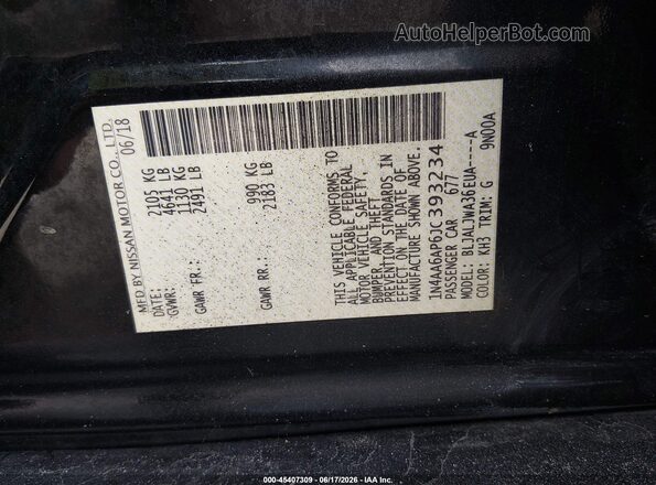 1N4AA6AP6JC393234 2018 NISSAN MAXIMA Black Vista del compartimento del motor