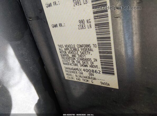 1N4AA6AP6JC400862 2018 NISSAN MAXIMA Gray Widok komory silnika