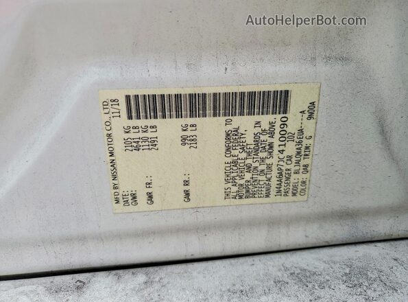1N4AA6AP7JC410090 2018 NISSAN MAXIMA Белый Вид подкапотного пространства