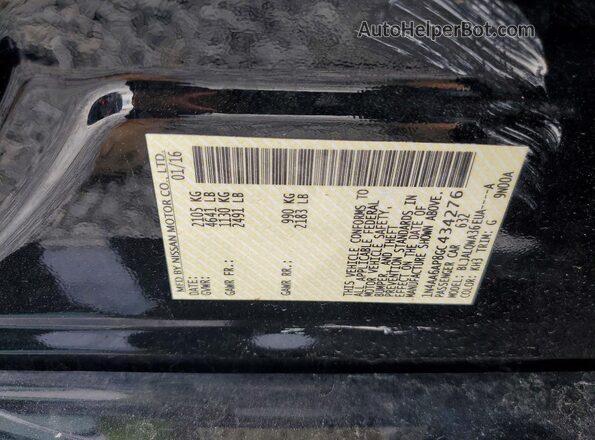 1N4AA6AP8GC434276 2016 NISSAN MAXIMA Black Вид підкапотного простору