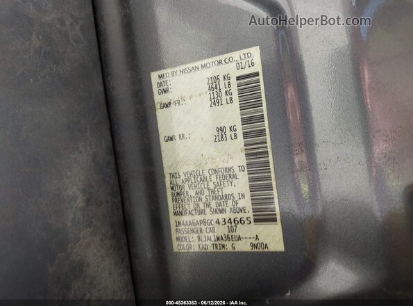 1N4AA6AP8GC434665 2016 NISSAN MAXIMA Gray Engine compartment view