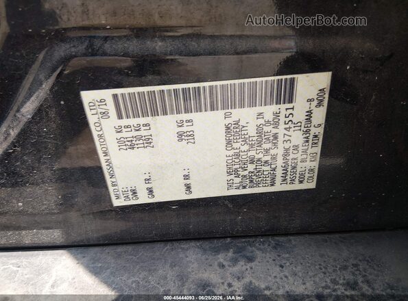 1N4AA6AP8HC374551 2017 NISSAN MAXIMA Черный Вид подкапотного пространства