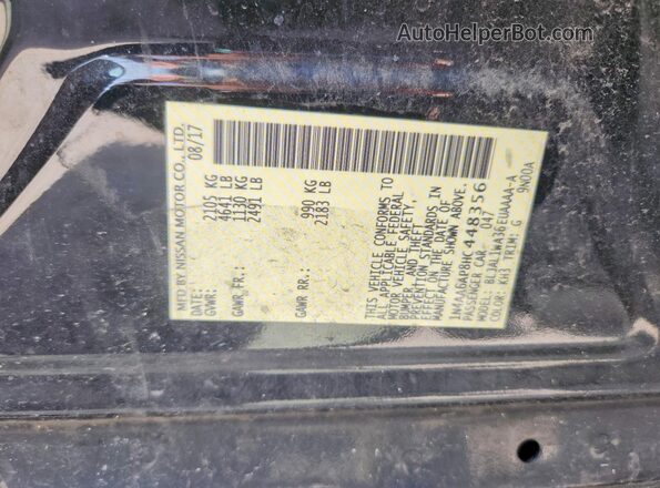 1N4AA6AP8HC448356 2017 NISSAN MAXIMA Черный Вид подкапотного пространства