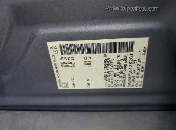 1N4AA6AP9GC428261 2016 NISSAN MAXIMA Silver Engine compartment view
