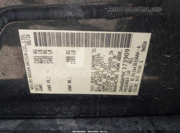 1N4AA6AP9HC373909 2017 NISSAN MAXIMA Black 