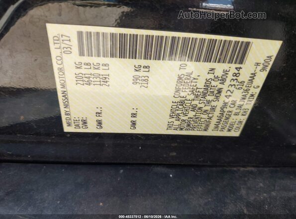 1N4AA6AP9HC423384 2017 NISSAN MAXIMA Black Widok komory silnika