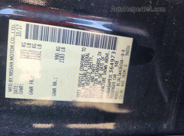 1N4AA6AP9JC364973 2018 NISSAN MAXIMA Black 