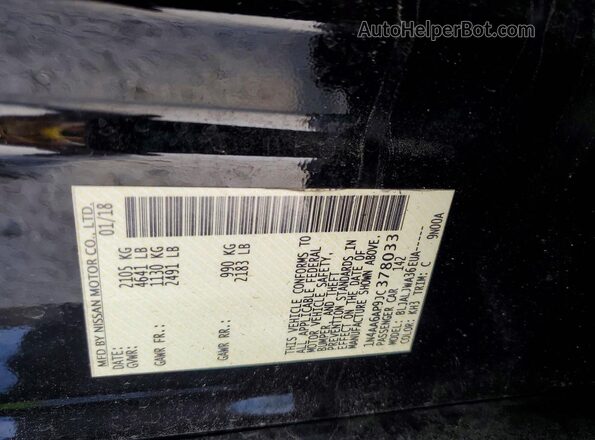 1N4AA6AP9JC378033 2018 NISSAN MAXIMA Black VIN sticker view
