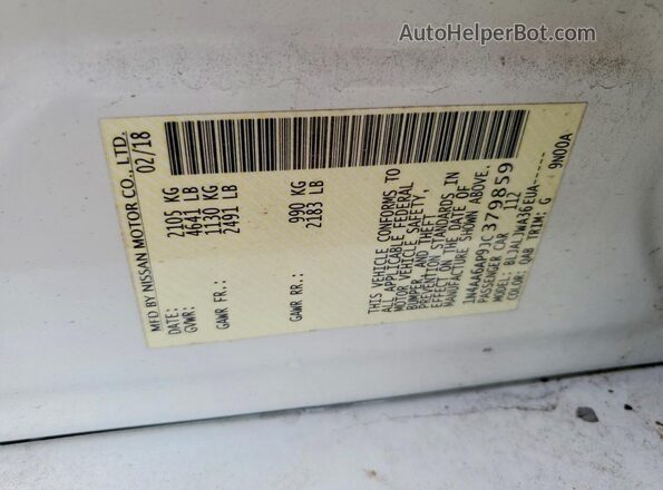 1N4AA6AP9JC379859 2018 NISSAN MAXIMA Белый Вид подкапотного пространства