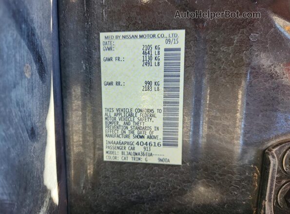 1N4AA6APXGC404616 2016 NISSAN MAXIMA Gray Շարժիչի բաժամունքի տեսք