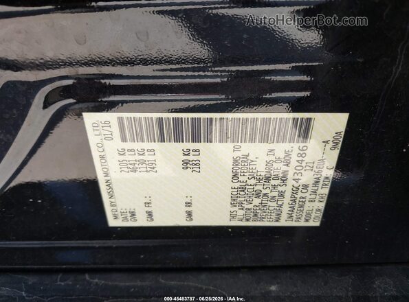 1N4AA6APXGC430486 2016 NISSAN MAXIMA Черный Вид подкапотного пространства