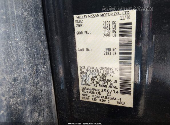 1N4AA6APXHC396714 2017 NISSAN MAXIMA Dark Blue Вид подкапотного пространства