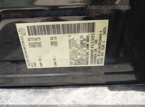 1N4AA6APXHC415505 2017 NISSAN MAXIMA Black ძრავის განყოფილების ხედი