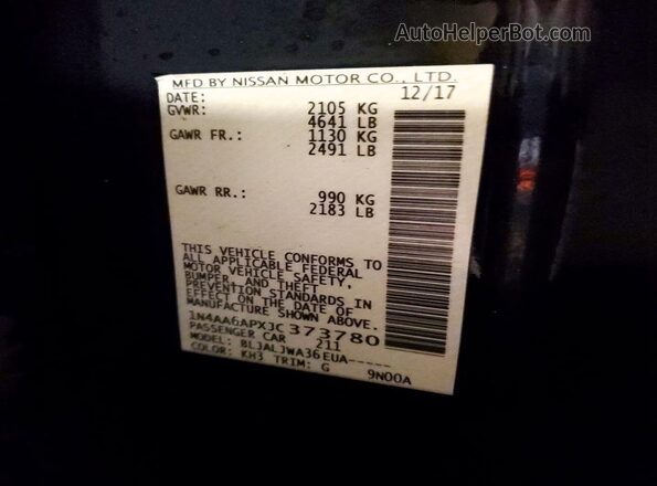 1N4AA6APXJC373780 2018 NISSAN MAXIMA Black Շարժիչի բաժամունքի տեսք