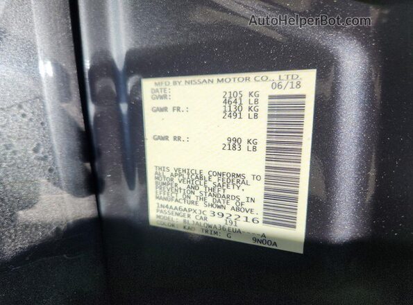 1N4AA6APXJC392216 2018 NISSAN MAXIMA Gray Engine compartment view