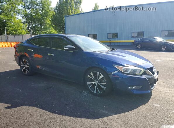 1N4AA6APXJC393950 2018 NISSAN MAXIMA Синий Передняя правая четверть