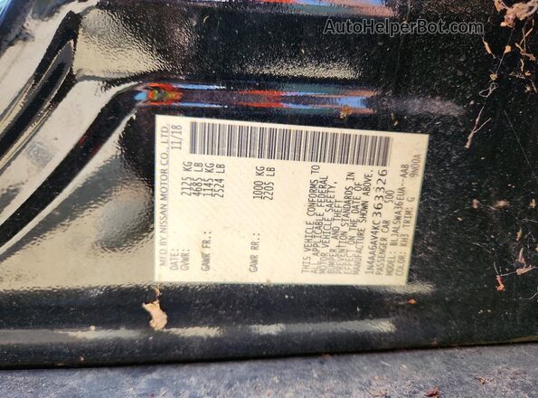 1N4AA6AV4KC363326 2019 NISSAN MAXIMA Черный 