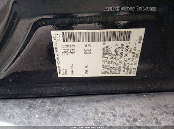 1N4AA6AV5KC363061 2019 NISSAN MAXIMA Черный Вид подкапотного пространства