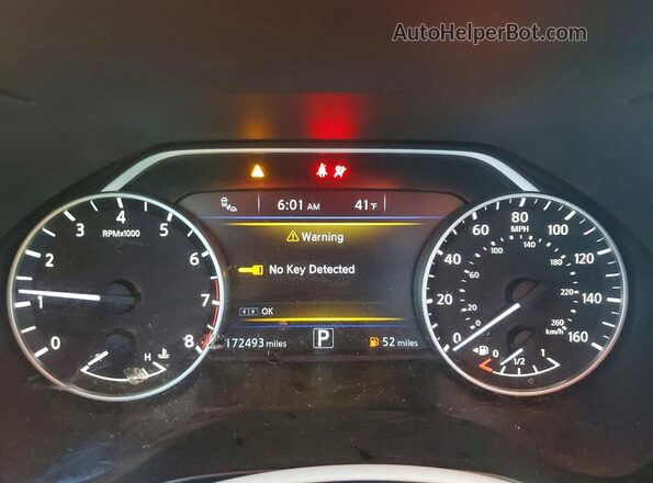 1N4AA6AV6KC371654 2019 NISSAN MAXIMA White Instrument cluster view