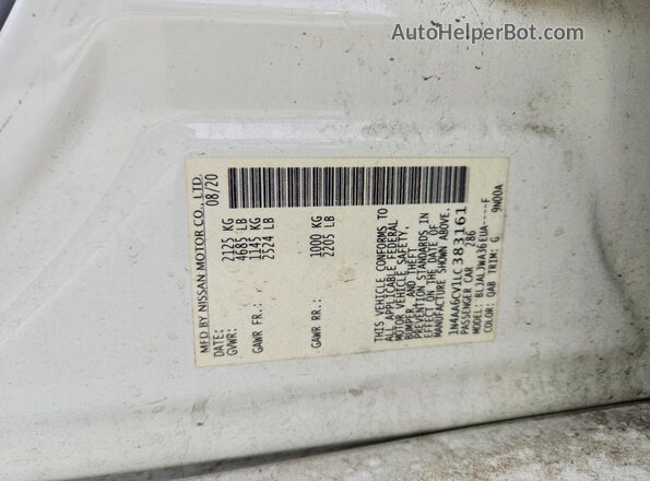 1N4AA6CV1LC383161 2020 NISSAN MAXIMA White Vista del compartimento del motor
