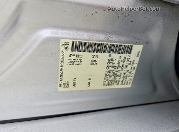 1N4AA6CV8LC363392 2020 NISSAN MAXIMA Silver VIN კოდის სტიკერის ხედი