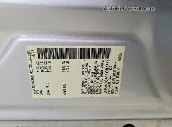 1N4AA6CV8PC508405 2023 NISSAN MAXIMA Silver Engine compartment view