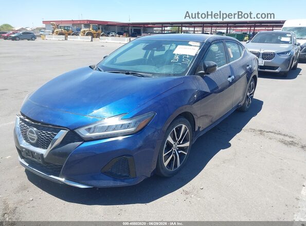 1N4AA6CV9MC514063 2021 NISSAN MAXIMA Blue Առջևի ձախ երեք քառորդ տեսարան
