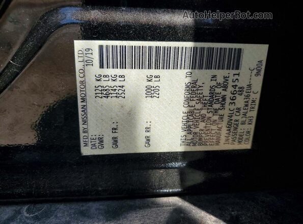 1N4AA6DV4LC366451 2020 NISSAN MAXIMA Black Engine compartment view