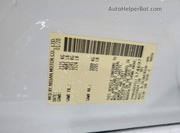1N4AA6EV1LC374697 2020 NISSAN MAXIMA White Engine compartment view