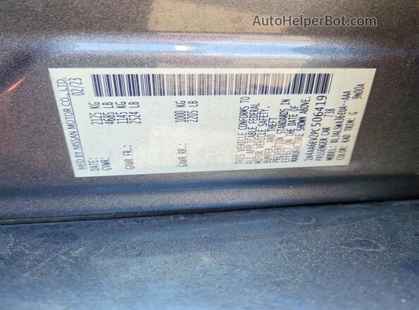1N4AA6EV2PC506419 2023 NISSAN MAXIMA Gray VIN sticker view