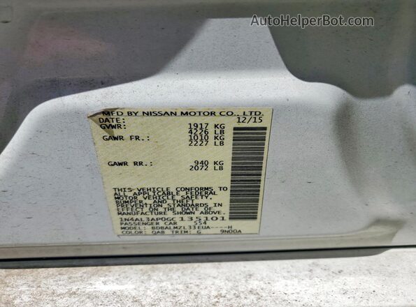1N4AL3AP0GC135101 2016 NISSAN ALTIMA White 