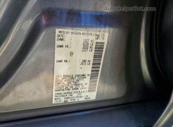 1N4AL3AP0GC203185 2016 NISSAN ALTIMA Gray Widok komory silnika