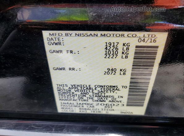 1N4AL3AP0GC206023 2016 NISSAN ALTIMA Black 