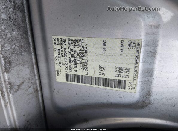 1N4AL3AP0GC217913 2016 NISSAN ALTIMA Gray Вид підкапотного простору