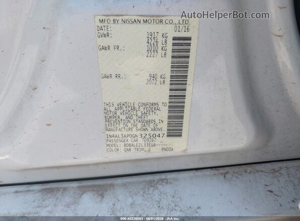 1N4AL3AP0GN325047 2016 NISSAN ALTIMA White Вид підкапотного простору