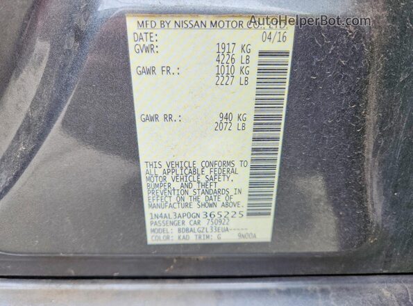 1N4AL3AP0GN365225 2016 NISSAN ALTIMA Gray 